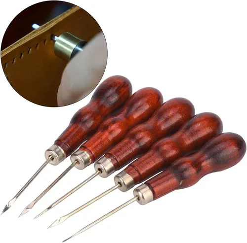 Miniatura 5 de Juego de 5 ganchos de ganchillo con mango de madera, agujas de tejer ergonómicas para manos artríticas, ganchos de ganchillo de metal