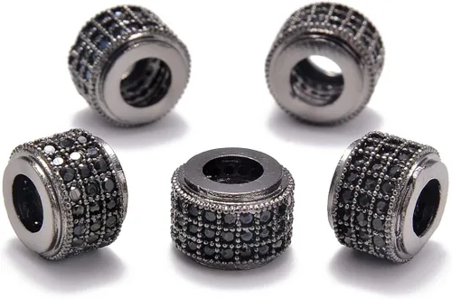 Miniatura 7 de AD Beads Corona de diamantes de imitación de circonita con agujero grande, cuentas espaciadoras (10 unidades, corona transparente sobre oro