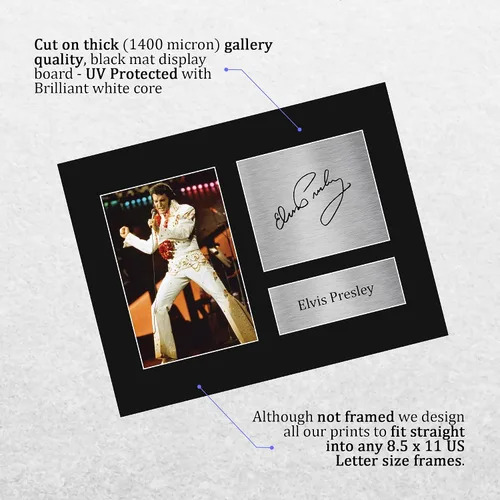 Miniatura 3 de HWC Trading Regalos de Elvis Presley USL con autógrafo impreso y firmado para fanáticos de recuerdos musicales - Tamaño carta de EE. UU