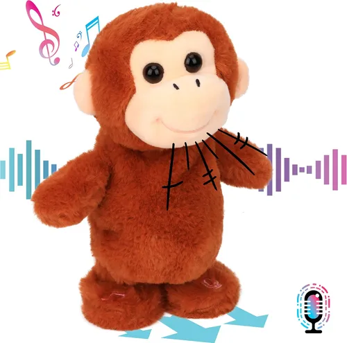 Hopearl Mono que habla y canta, repite lo que dices caminando, juguete animado interactivo eléctrico de peluche, regalos para niños pequeños,
