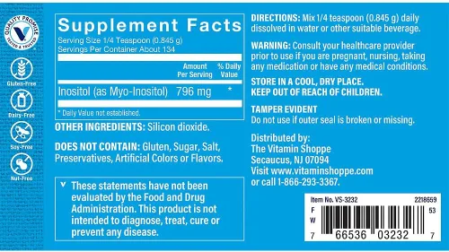 Miniatura 2 de The Vitamin Shoppe Polvo de inositol - Apoya la salud cerebral - Sin sabor (4 oz./134 porciones)