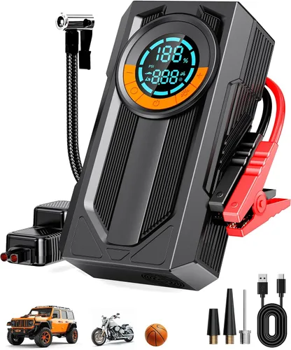 Arrancador de batería con compresor de aire, arrancador portátil, 8.0 Gas/7.0L Diesel, 12V, arrancador de batería portátil para automóvil con