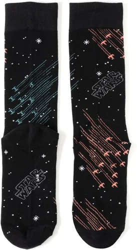 Miniatura 2 de Cufflinks Inc. Calcetines X-Wing Tie Fighter Battle para hombre, Negro