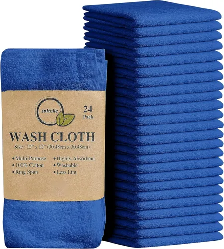 Miniatura 14 de Paquete de 24 paños 100 % algodón (12 x 12 pulgadas), suaves y altamente absorbentes, toallas para la cara, paños de lavado para la cara, hilado