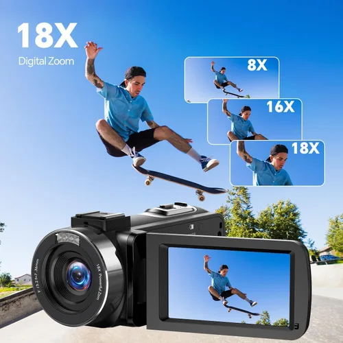 Miniatura 7 de Videocámara Cámara de video 4K Cámara digital para vlogging 42MP 3 "Pantalla de rotación de 270° 18X Zoom Digital Cam Corder para YouTube con 2