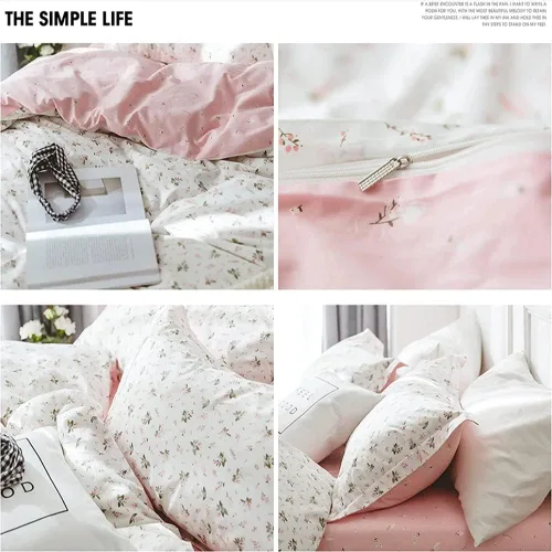 Miniatura 7 de AMWAN Juego de funda de edredón floral bohemio de algodón, ropa de cama con estética de jardín, elegante, botánico, con cierre con cremallera y 4