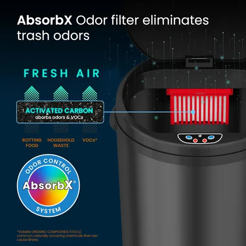 Miniatura 3 de iTouchless Cubo de basura de acero, perfecto para el hogar, cocina, oficina, cubo de basura con sensor sin contacto de 8 galones con sistema de Negro