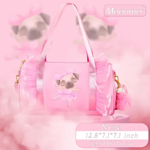Miniatura 3 de Moonmo Bonita bolsa de baile de ballet, bolsa de vestir tutú, impermeable, ligera, bolsa de baile rosa para niñas, Pinkdanceb-perro