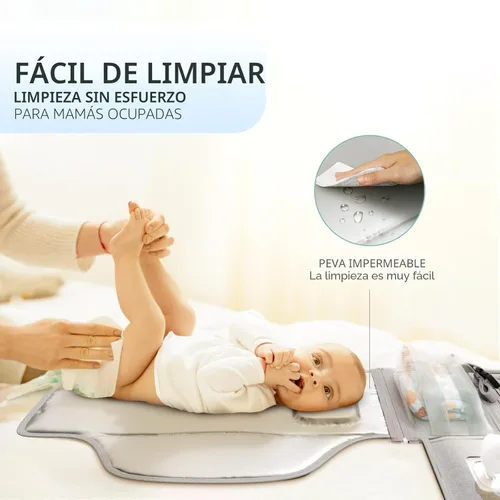 Miniatura 4 de Alatino Cambiador de pañales portátil para bebé, cambiador de viaje desmontable con bolsillo para toallitas para bebés, regalos para baby shower