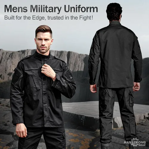 Miniatura 8 de Militar táctico para hombre caza combate BDU uniforme traje camisa y pantalones con cinturón MC