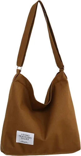 Miniatura 178 de Covelin - Bolsa de hombro informal de lona para mujer, estilo bohemio y retro, bolsa de mano, bolso cruzado, tamaño grande