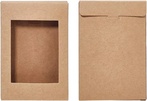 Miniatura 5 de BENECREAT Paquete de 30 cajas de papel kraft de 5 x 3 x 0.6 pulgadas con ventana de PVC transparente, caja de regalo para dulces, galletas y otras