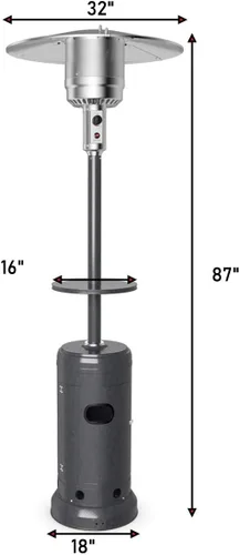 Miniatura 5 de Tangkula Calentador de propano de 50,000 BTU para patio con ruedas, calentadores para exteriores para patio con mesa, quemador de acero inoxidable