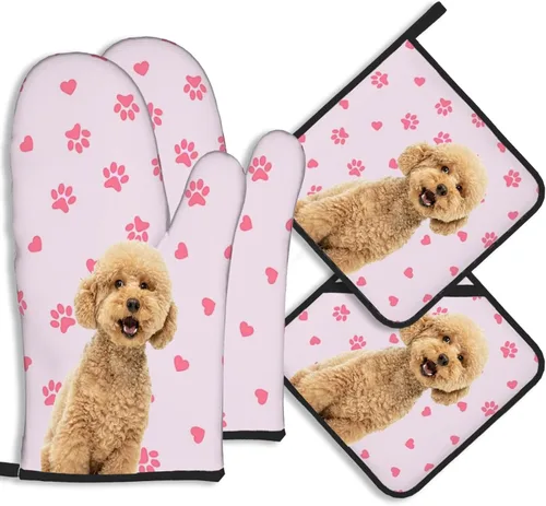 Miniatura 21 de Manoplas de horno personalizadas con soportes para ollas con nombre y foto personalizados, manoplas de horno resistentes al calor y al deslizamiento