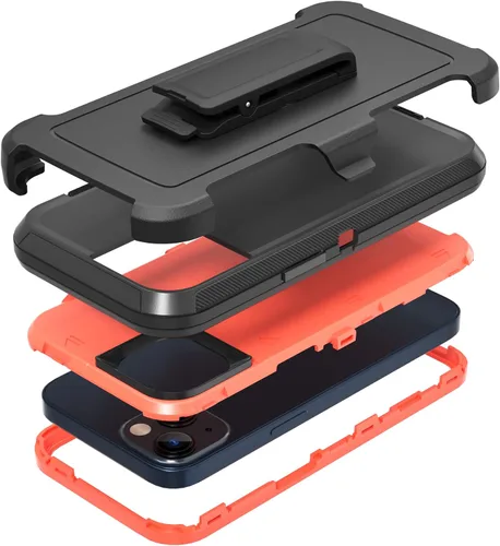Miniatura 7 de Funda resistente para Apple iPhone 14, con clip para cinturón y soporte, resistente a prueba de golpes, funda protectora de cuerpo completo