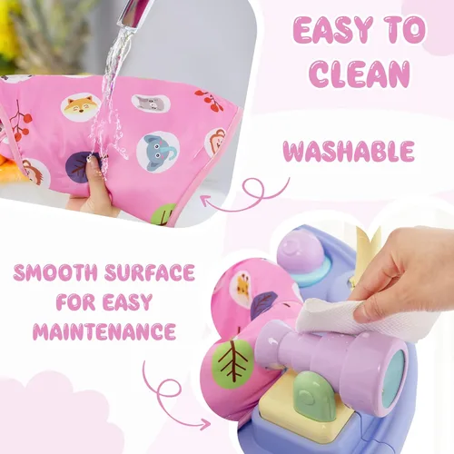 Miniatura 7 de BABY JOY Baby Bouncer Centro de actividades, centro de actividades y mesa 3 en 1 Tapete de juego para bebés, platillo de actividad de rebote