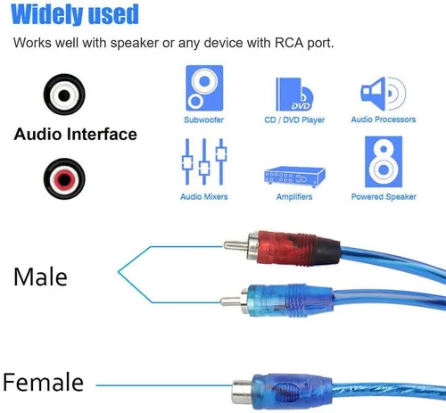 Miniatura 3 de Juego de 4 adaptadores de cable de audio divisor RCA Y 1 hembra a 2 conectores macho