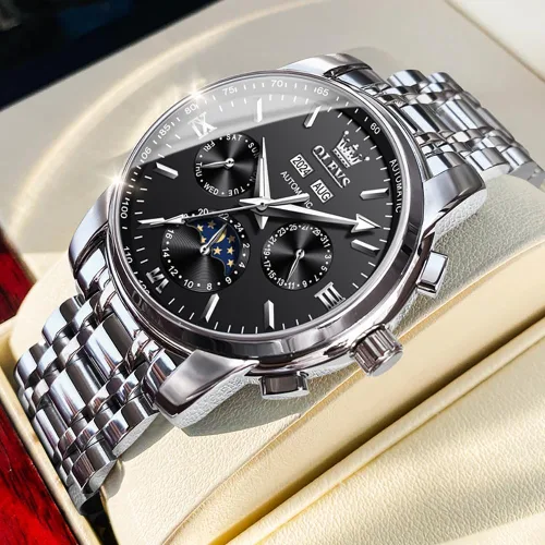 Miniatura 4 de OLEVS Relojes automáticos para hombre, esqueleto mecánico, de lujo, a la moda, reloj de pulsera luminoso impermeable