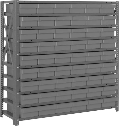 Miniatura 497 de Quantum QSBU-245BK Heavy Duty Shelving Unit with (7) Shelves and (24) QUS245 Black Bins for Garage Warehouse Storage Distribution 400 lb Load