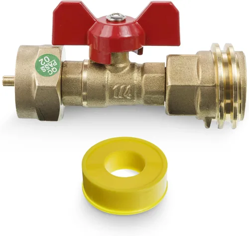 BlueStars Adaptador de tanque de propano mejorado de 1 libra con válvula: 100% latón macizo Convertidor de 20 libras a 1 libra CGA600 a QCC1 rosca