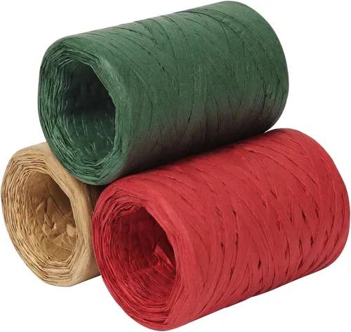 Miniatura 7 de Tenn Well Cinta de rafia para envoltura de regalos, 1/4 pulgadas por 218 yardas, rafia natural, cinta de papel para manualidades, envoltura