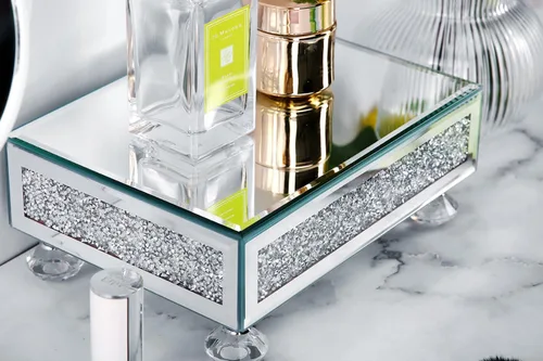 Miniatura 4 de TACIDON Elevador de cristal con espejo para fregadero de cocina, encimera de baño, decoración moderna. Soporte de pedestal de cristal