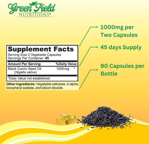 Miniatura 5 de Greenfield Nutritions - Aceite de semilla negra halal (Nigella Sativa), apoya el sistema inmunológico, el sistema digestivo y la salud