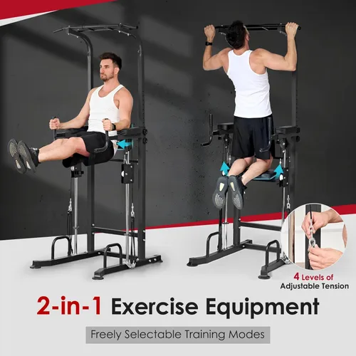 Miniatura 2 de SogesPower Power Tower - Barra de dominadas para gimnasio en casa, multifunción, ajustable, altura ajustable, equipo de entrenamiento de Negro