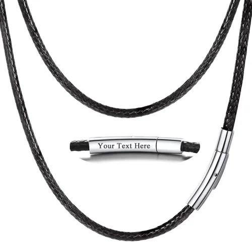 Miniatura 26 de PROSTEEL Collar de cuero impermeable para hombre, 0.079 in/0.118 in, 16 a 30 pulgadas, con cierre de acero inoxidable, cadena de bricolaje