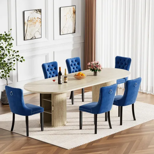 Miniatura 29 de Mesa de comedor redonda extensible de 94 pulgadas con base de almacenamiento, mesa de comedor expandible natural para 10, mesa de comedor de madera