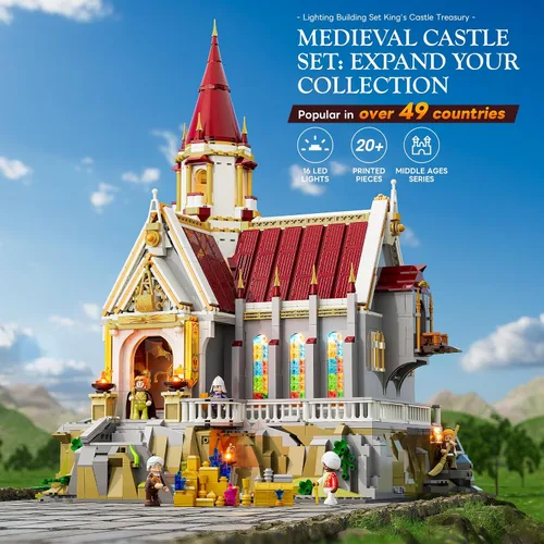 Miniatura 2 de LUMIBRICKS Castillo Medieval del Rey y Tesorería Conjunto de Ladrillos de Construcción - Colección Modular de Ciudad de la Edad Media