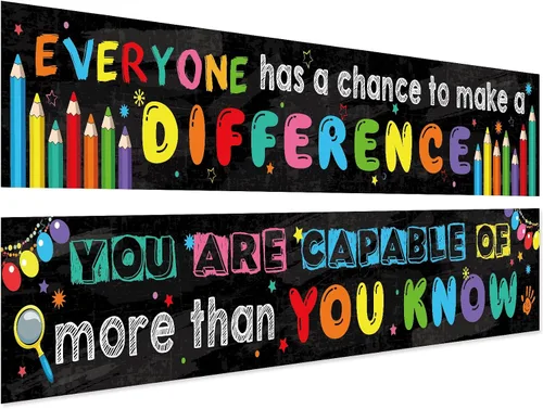 Paquete de 2 carteles motivacionales para el aula, 9.5 x 61 pulgadas, cartel de mentalidad de crecimiento positivo e inspirador para preescolar,