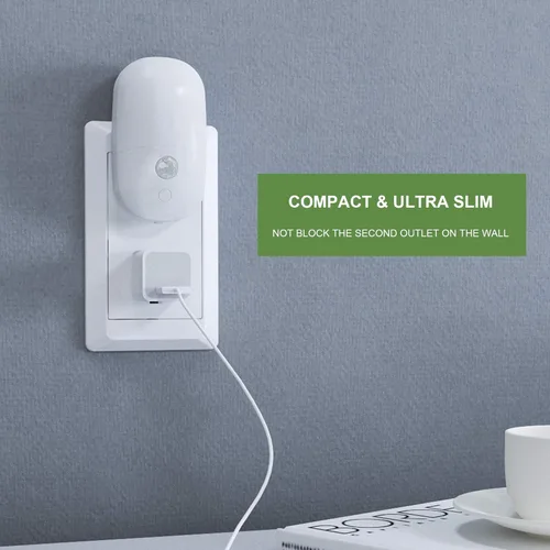 Miniatura 4 de MAZ-TEK Luz nocturna regulable con sensor de movimiento enchufable, luz nocturna LED blanca cálida suave con sensor de movimiento del atardecer al