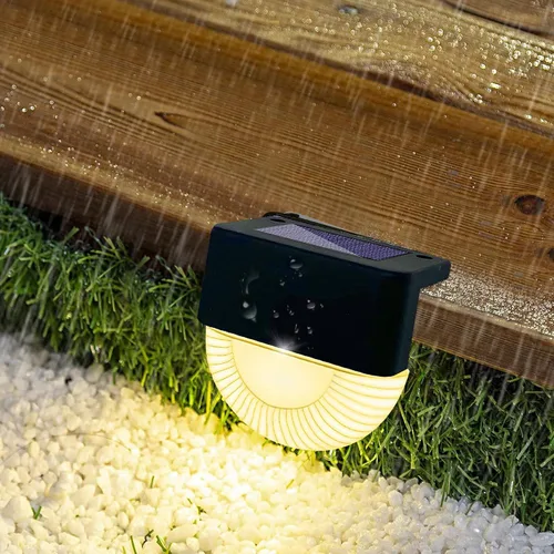 Miniatura 8 de OSALADI 4 Pcs Black Solar Fence Lights Outdoor Wall Lamps Energy-Saving LED for Garden Patio Deck Step Lighting