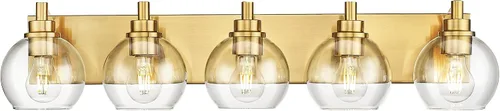 Miniatura 16 de Accesorios de iluminación de baño, luz de tocador mate negra de 2 luces, apliques de pared modernos con pantalla de globo de vidrio transparente