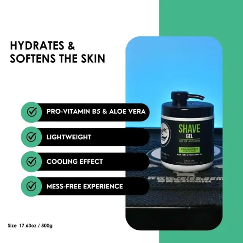 Miniatura 6 de Rolda Gel de afeitado refrescante para pieles sensibles, gel de afeitado transparente sin espuma para hombres con aloe vera, provitamina B5