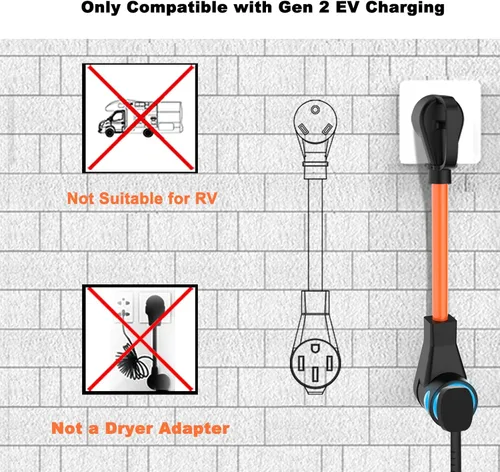 Miniatura 5 de NEMA TT-30P a 14-50R Cable adaptador de cargador EV con indicador de energía LED, adaptador de conversión EV de 30 amperios a 50 amperios solo