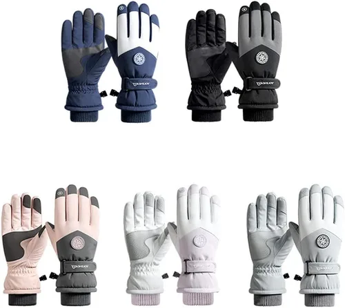 Miniatura 4 de ZJRXM Guantes de esquí impermeables para pantalla táctil, guantes de nieve para hombres y mujeres, antideslizantes, guantes de invierno cálidos