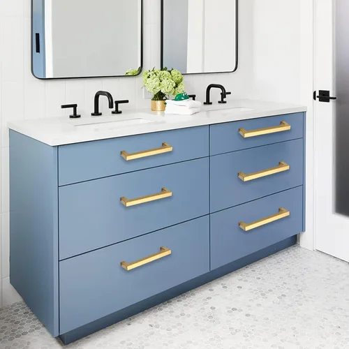 Miniatura 5 de Tiradores para gabinete dorados, manijas cuadradas para cajones, paquete de 2, manijas de acero inoxidable para cocina de 13-4/5 pulgadas, herrajes