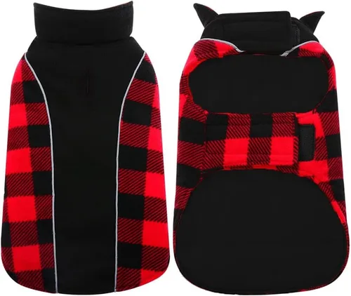 Miniatura 15 de Kuoser - Abrigo reversible para perros para climas fríos, abrigo de invierno impermeable reflejante para mascotas, abrigo para perros a cuadros