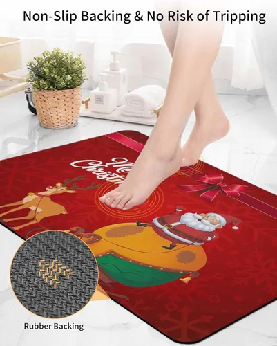 Miniatura 5 de Tapete de baño de Navidad para bañera, antideslizante, de secado rápido y absorbente, tierra de diatomeas, fregadero de cocina, ducha, tapete