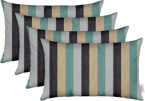 Miniatura 124 de RSH DECOR: Sunbrella - Juego de 4 almohadas lumbares, 20 x 12 pulgadas, tela de rendimiento resistente al agua y a la decoloración, fundas