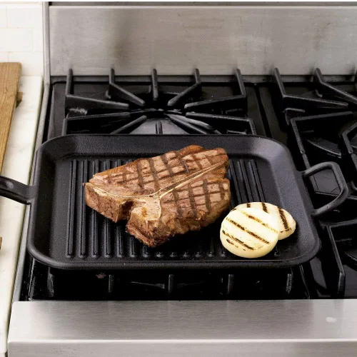 Miniatura 3 de Lodge BOLD Sartén para parrilla de hierro fundido sazonado de 12 pulgadas; utensilios de cocina de diseño vanguardista