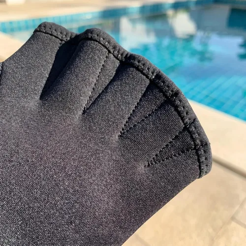 Miniatura 5 de BESPORTBLE Guantes de malla acuática para natación, entrenamiento acuático, resistencia al agua, ajuste acuático de entrenamiento acuático, palas