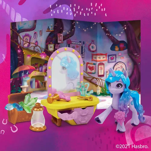 Miniatura 4 de Mi pequeño pony (My Little Pony): A New Generation Movie Story Scenes Critter Creation Izzy Moonbow - Juguete con 25 accesorios y un poni púrpura