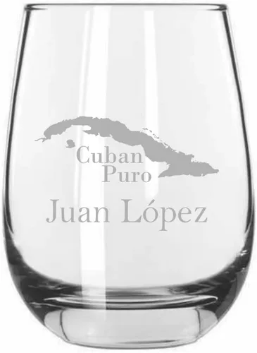 Miniatura 6 de Bolivar - Vaso de vino sin tallo con temática de cigarro cubano grabado de 15.25 onzas