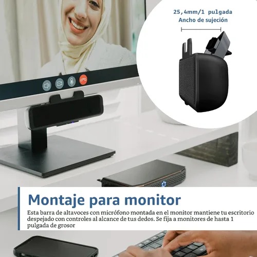 Miniatura 2 de Cyber Acoustics Barra de Altavoces USB y Bluetooth (CA-2890BT) – Altavoz Alimentado por USB con Micrófono para PC y Bluetooth para Conectar