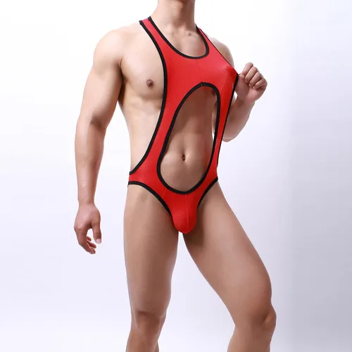 Miniatura 3 de niceone Ropa interior de leotardo travieso con tirantes para hombre, sin espalda, overol de lucha libre, overol gay