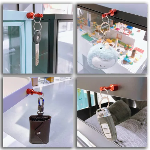 Miniatura 3 de Llavero imán para probar latón, llavero imán de bolsillo para bolso con fuerte neodimio magnético de tierras raras, Rojo