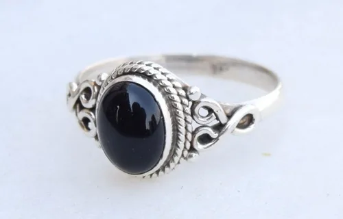Miniatura 6 de Anillo de Piedra de Ónix Negro Plata de Ley 925 Anillo Llamativo Para Mujeres Hecho a Mano Piedra Preciosa Joyería de Navidad Regalo Para Ella